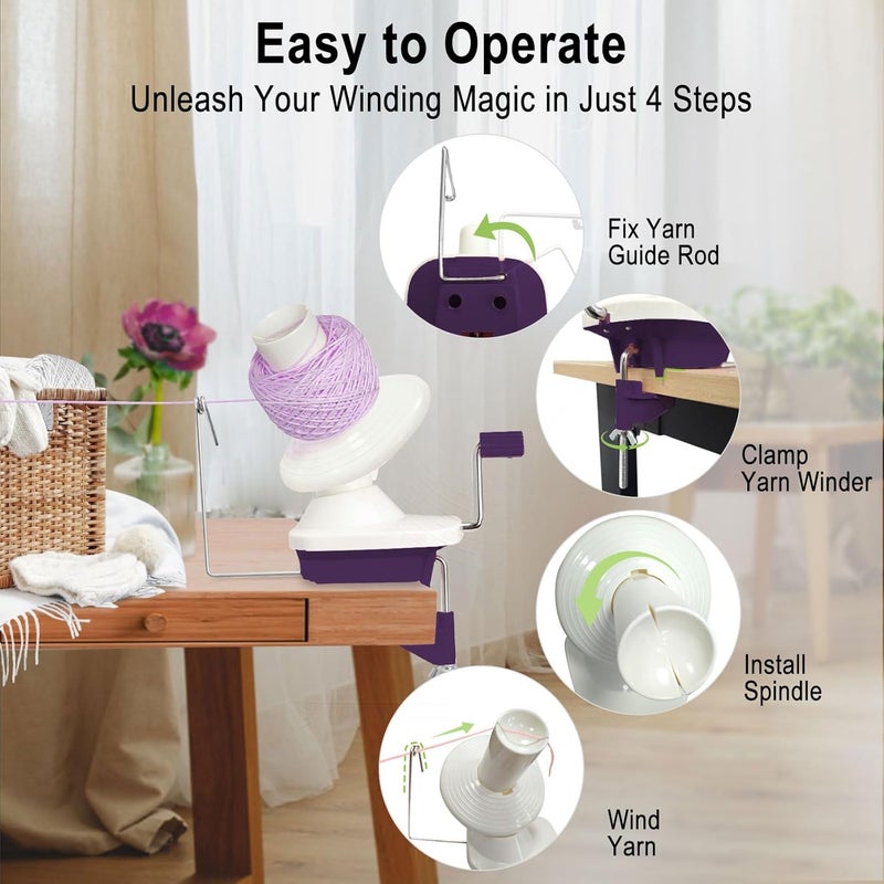 plzzree Yarn Ball Winder for Crocheting: Yarn Winder for Crocheting & Yarn Spinner for Knitting Hand Operated - Image 2